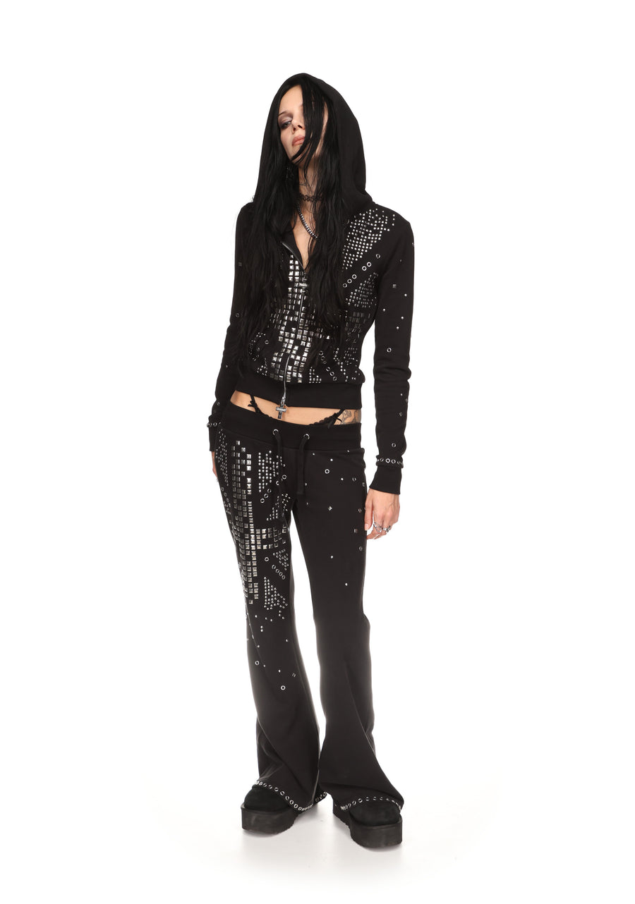 KNIGHT STUDDED FITTED HOODIE BLACK